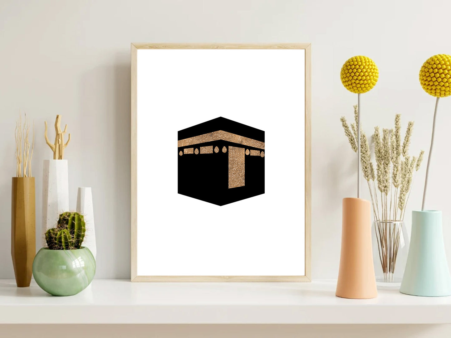 Allah Muhammad Name with Kaaba Islamic Wall Art Digital Poster -Islamic Painting Digital, Islamic Home Decor
