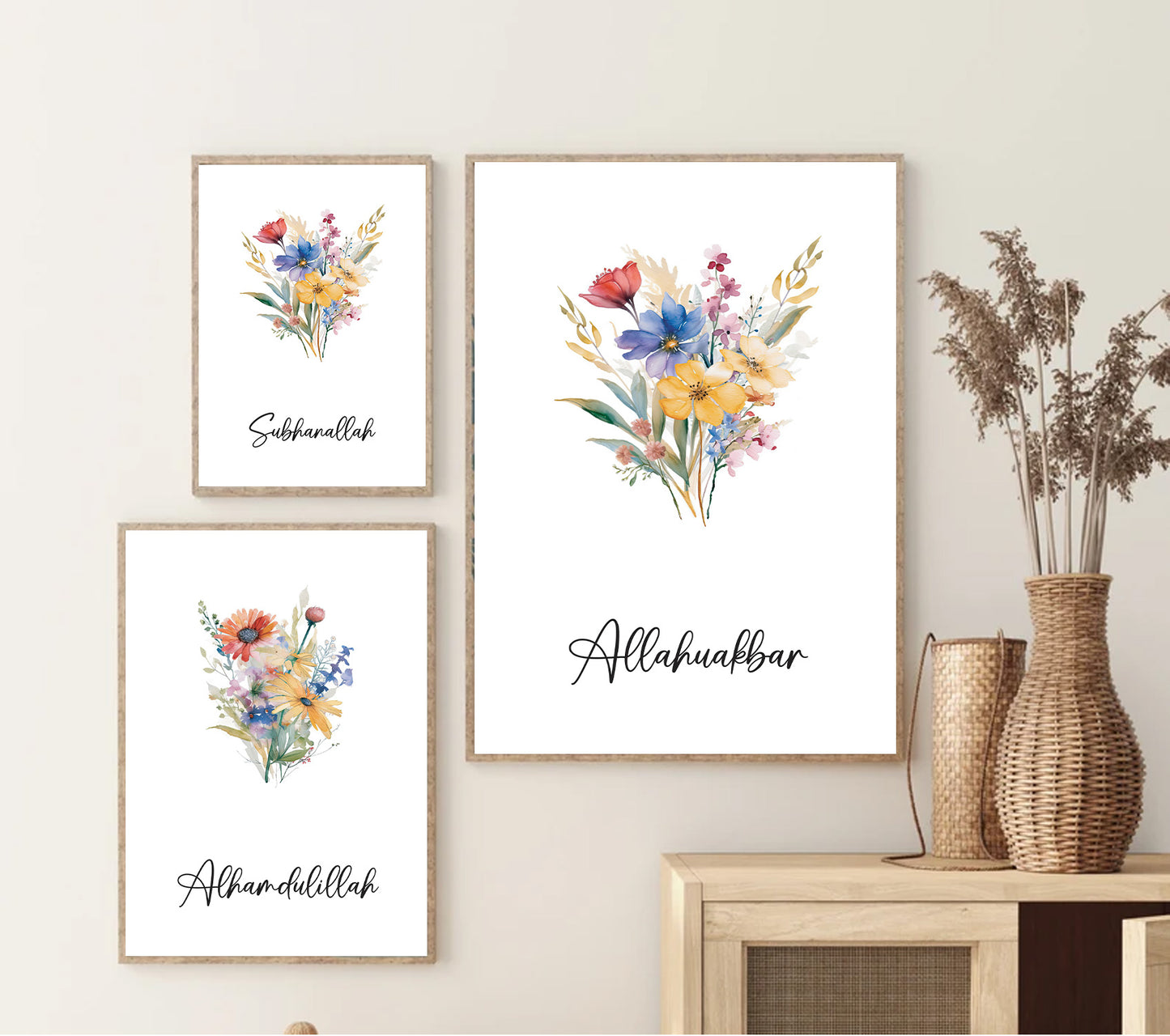 Subhan Allah, Alhamdulillah, Allahu akbar Zikar & Dua- Nursery Prints for Muslim Kids Room