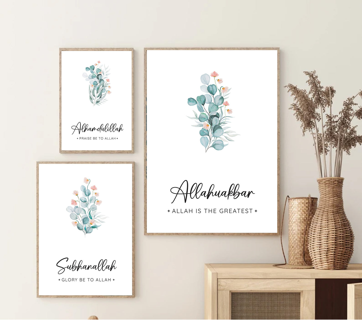 Subhan Allah Alhamdulillah Allahu Akbar Arabic Zikr, Islamic home décor, Islamic calligraphy, Islamic gifts, Islamic Print