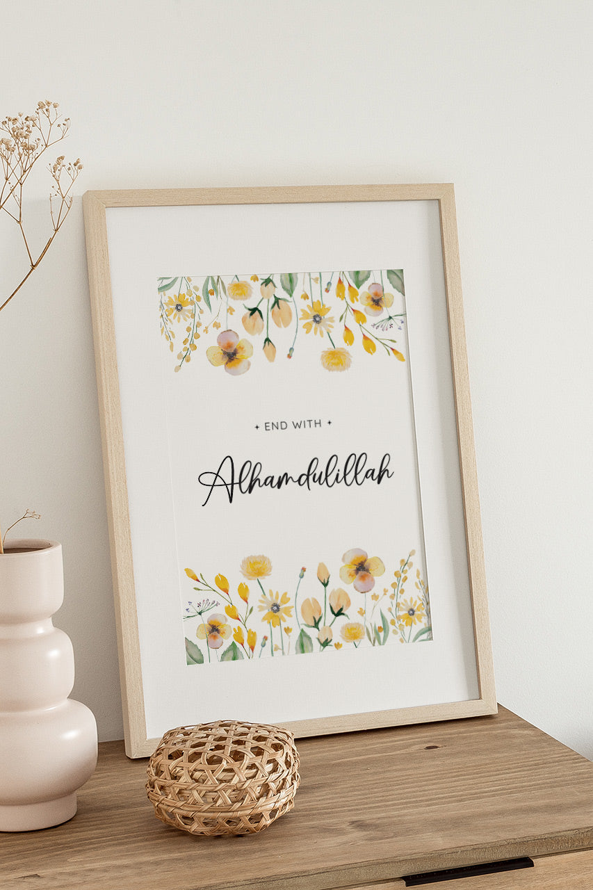 Start with Bismillah, End with Alhamdulillah poster for Nursery room, Islamic home décor, Islamic calligraphy, Islamic gifts, Islamic Print