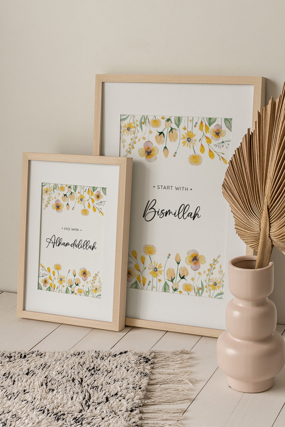 Start with Bismillah, End with Alhamdulillah poster for Nursery room, Islamic home décor, Islamic calligraphy, Islamic gifts, Islamic Print