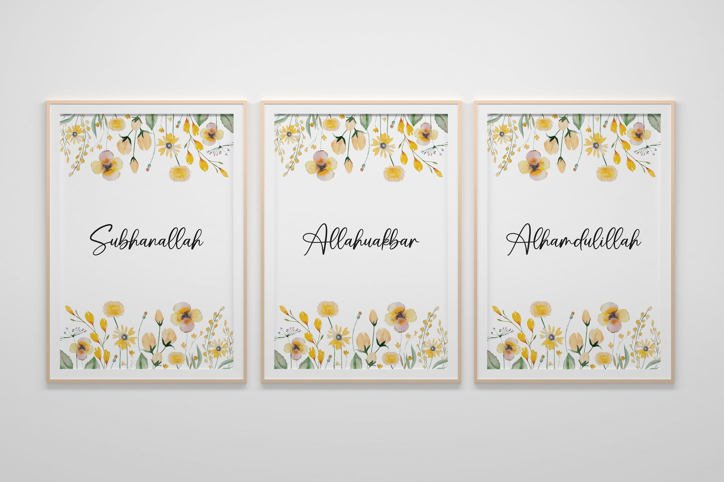 Floral Islamic Prints, Subhanallah Alhamdulillah Allahuakbar Arabic Zikr, Islamic home décor, Islamic calligraphy, Islamic gifts, Islamic Print