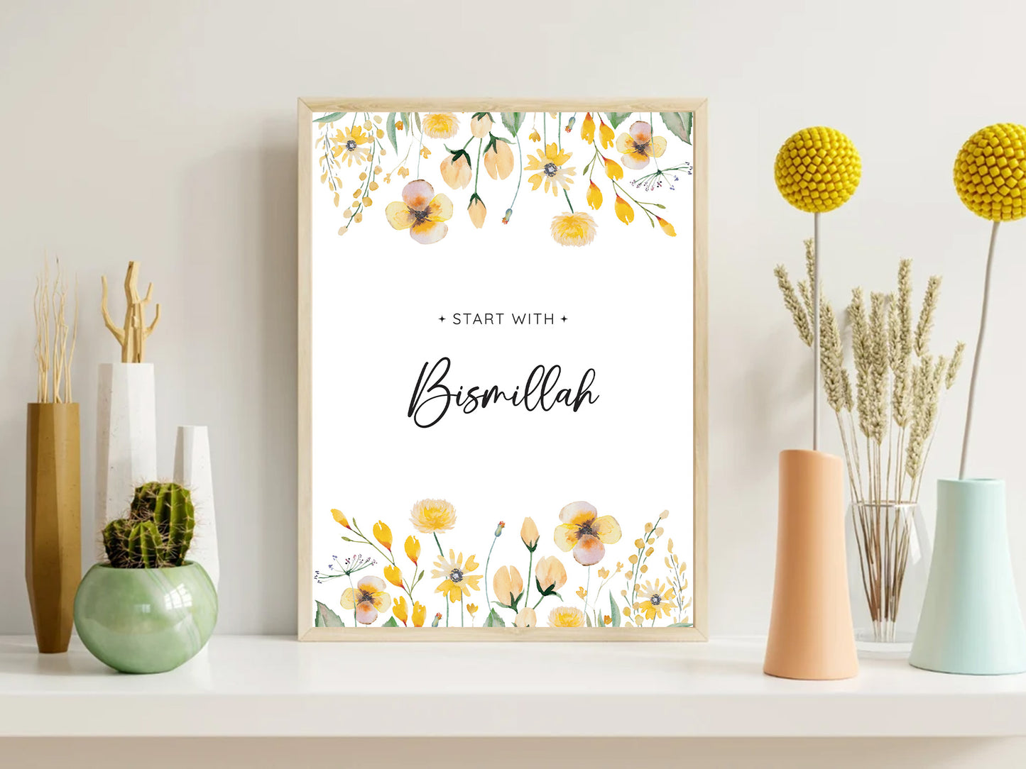 Start with Bismillah, End with Alhamdulillah poster for Nursery room, Islamic home décor, Islamic calligraphy, Islamic gifts, Islamic Print