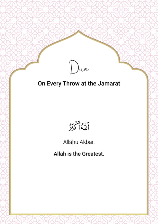 Dua on Every Throw at Jamarat, Hajj and Umrah Prayers Free Download A4 Size