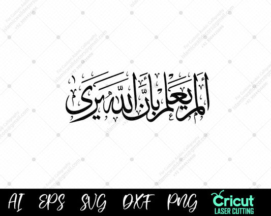 "Surah Alaq Verse 14 – Allah’s Watchful Eye: A Calligraphy Masterpiece"

